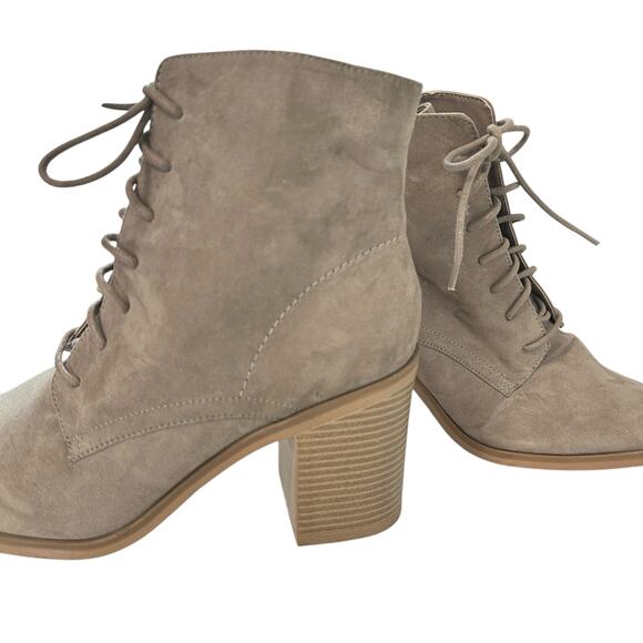 Faux Leather Vegan Suede Stone Midi Boots High Heel Time and Tru Western - Picture 3 of 6